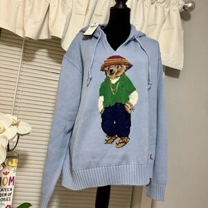 Polo Ralph Lauren Light Blue knit Sweater with Polo Bear XXL